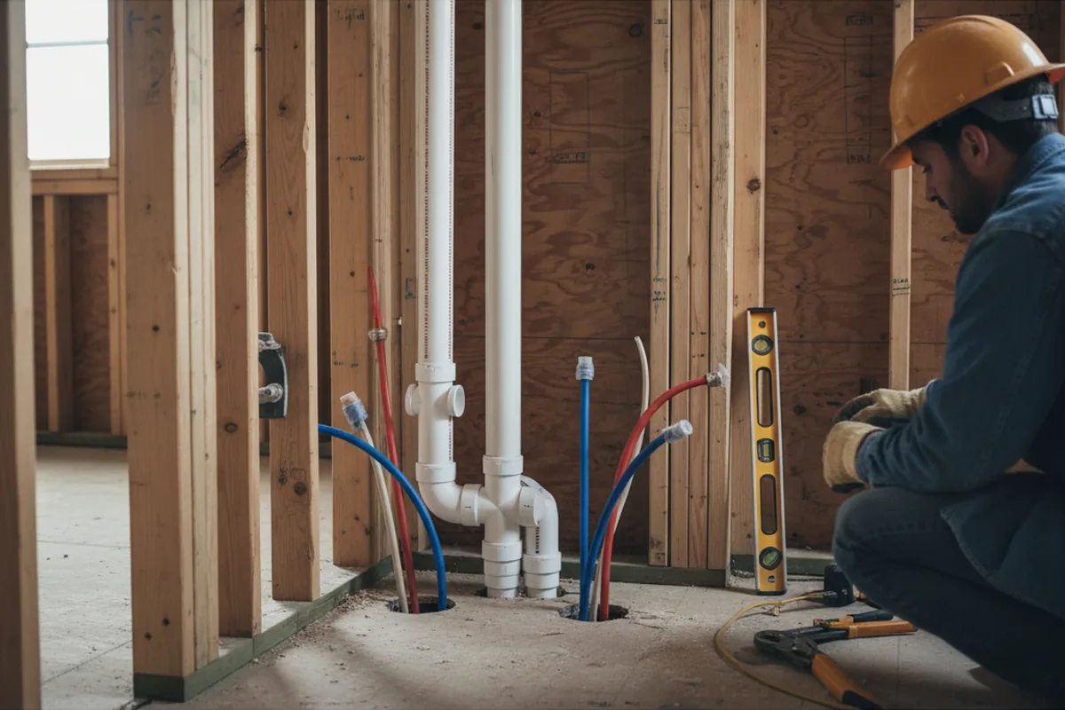 Drain and supply rough-in during Leak Detection in Chenoa