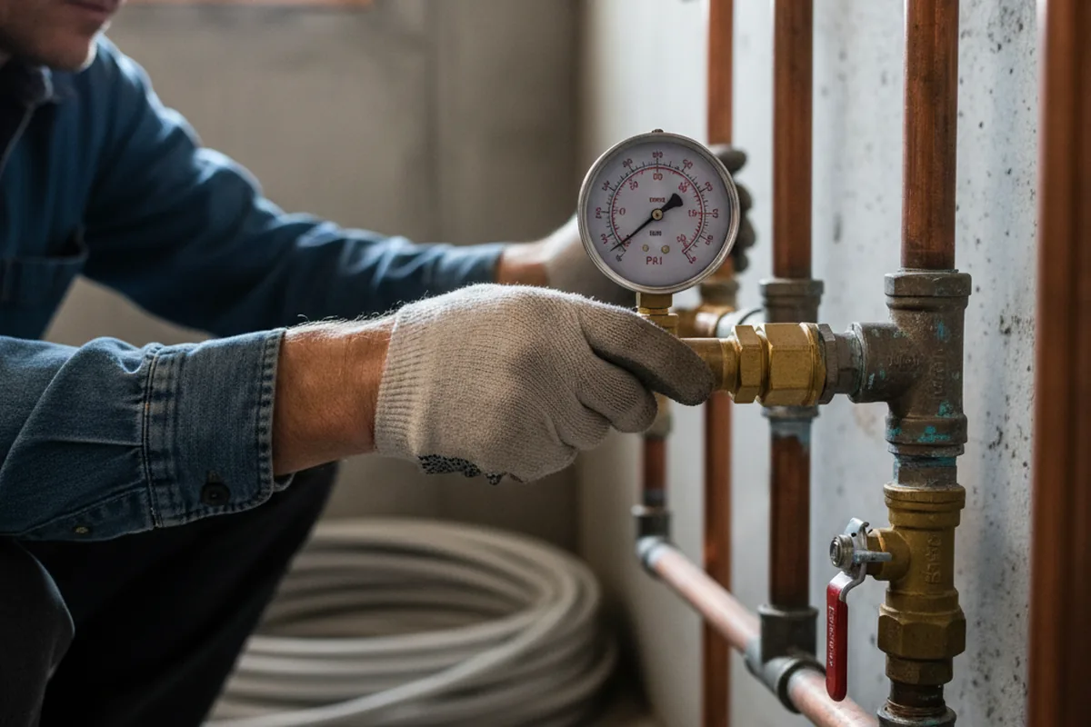 Pressure testing a repaired line during Water Line Repair in Chenoa